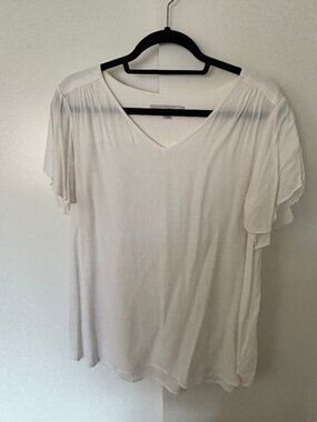 LOFT size large cream shirt with flutter sleeve